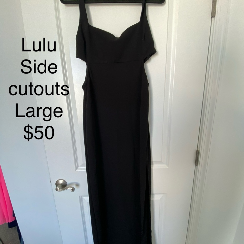 Lulu's Elegant Black Maxi Dress with Side Cutouts